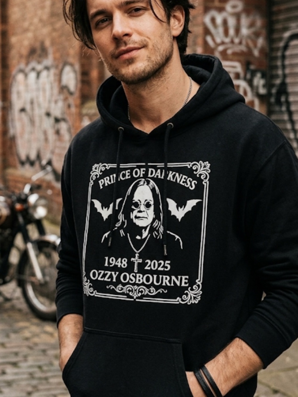 Ozzy Osbourne memorial Black Hoodie Size Medium